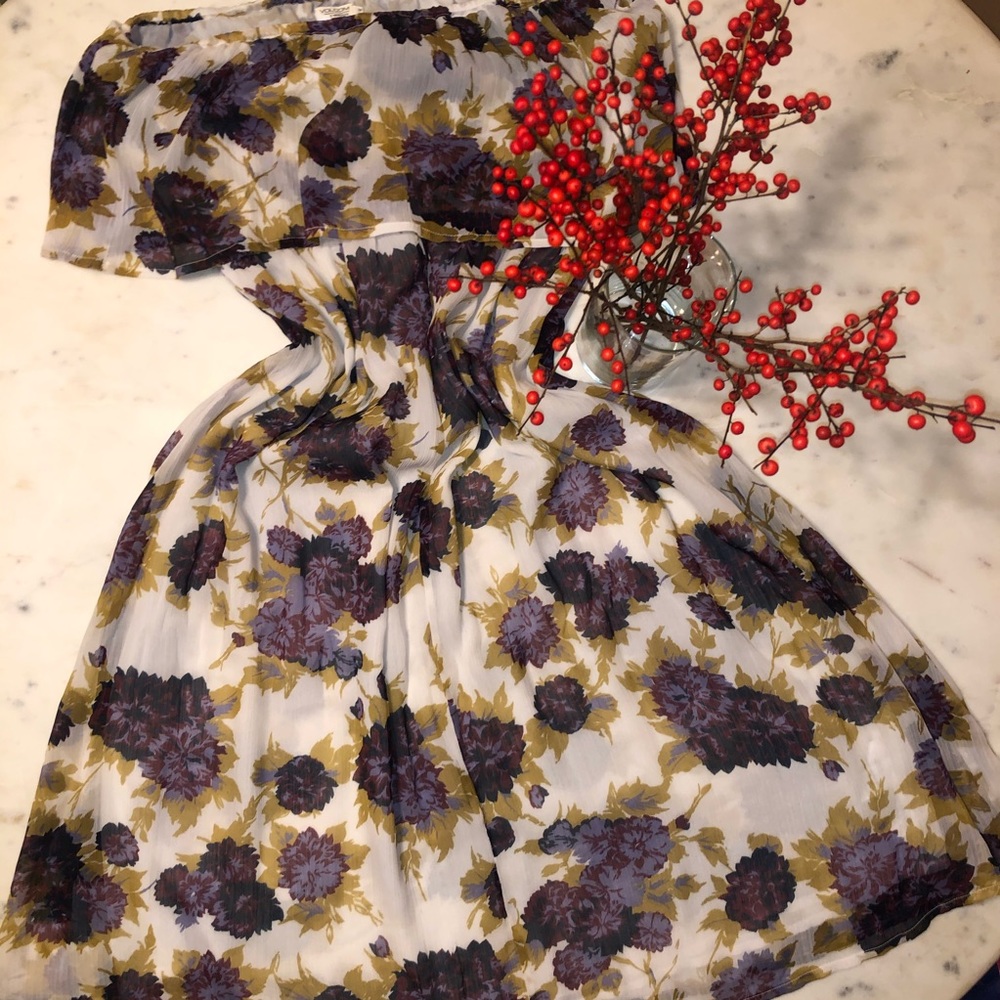 Volcom strapless floral dress white/purple/yellow